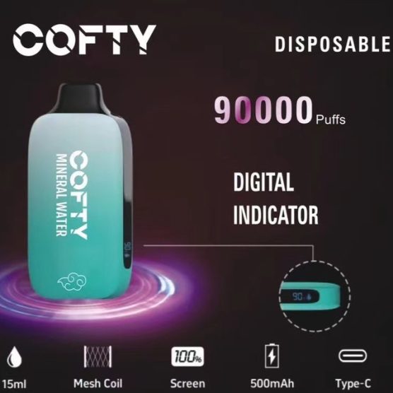 COFTY飞雾四代9000口一次性电子烟,显示屏油电显示